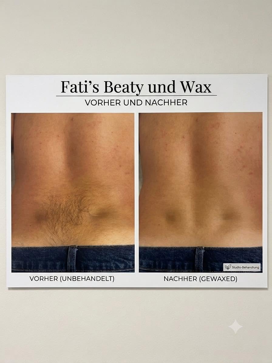 Vorher-Nachher: Rücken eines Kunden vor und nach dem Waxing